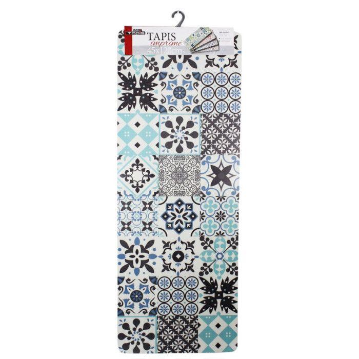 Декоративный ковер из полиэстера - Д 45 x Ш 120 см - Принт salou bleu
