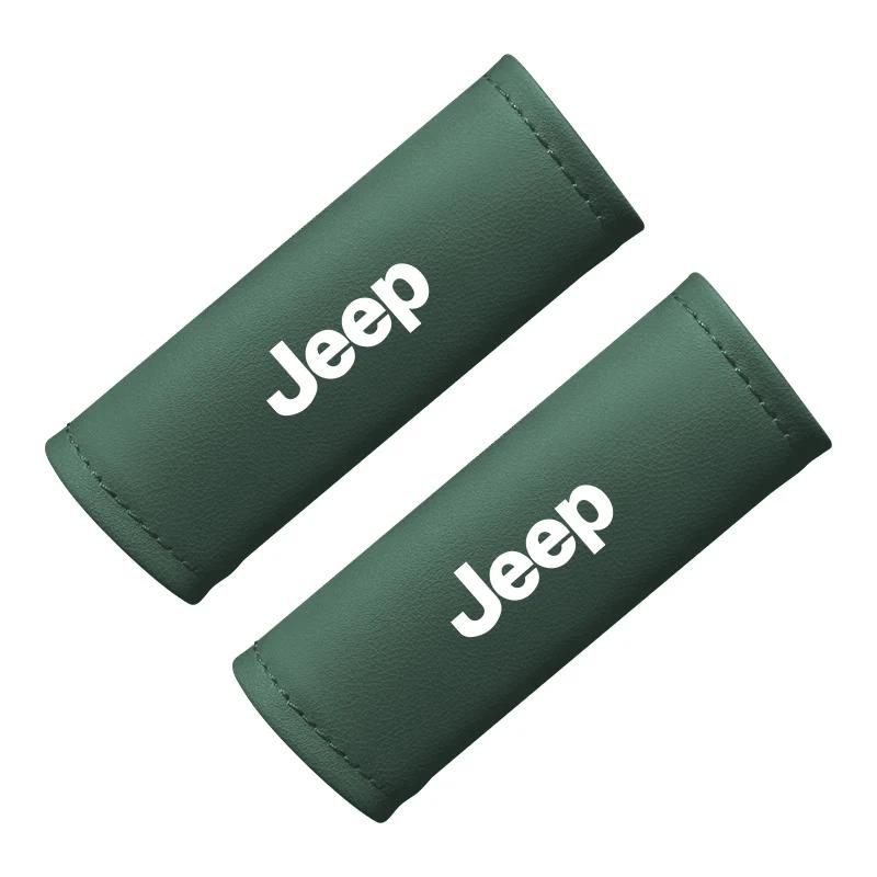 For Jeep 2Pcs Leather Car Door Armrest Cover Roof Handle Covering For Jeep Grand Cherokee Wrangler JK Gladiator Compass Reneg