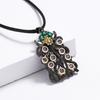 Bohemian Style Purple Zircon Pendant with Irregular Black and Gold Flower Shaped Jewelry High Quality Party Sweater