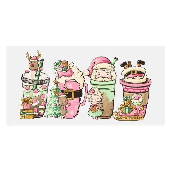 Наклейка на чашку Рождественская елка Санта-Клаус Водонепроницаемая самоклеящаяся Отличная липкость Противоскользящая прозрачная печать Кофейная чашка УФ DTF наклейка