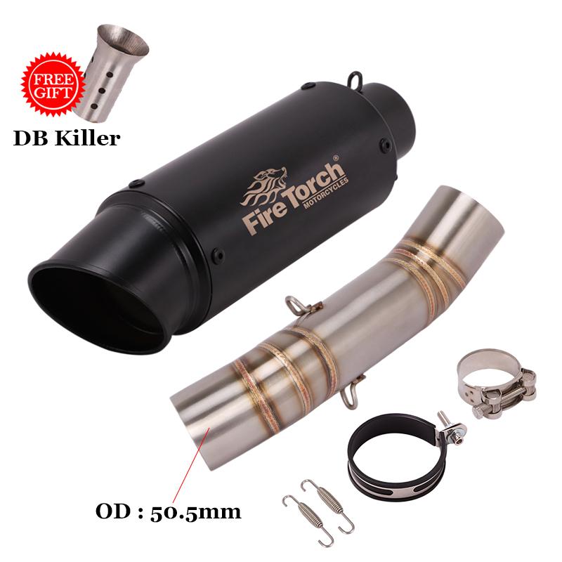 Motorcycle Exhaust Carbon Fiber Escape Mid Link Pipe 51mm Tail Muffler Tube DB Killer Slip On For Honda NX500 NX 500 2024 Year
