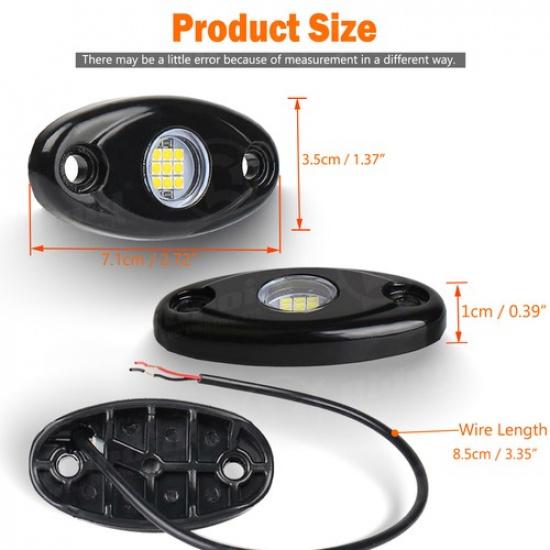 Pure White LED Rock Lights 4 Pods - Waterproof LED Underglow Underbody Glow Lamp