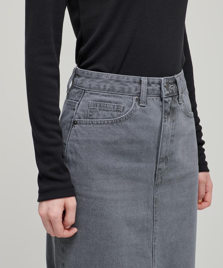 Musinsa Standard Woman Women'S Front Slit Denim Long Skirt [Gray]