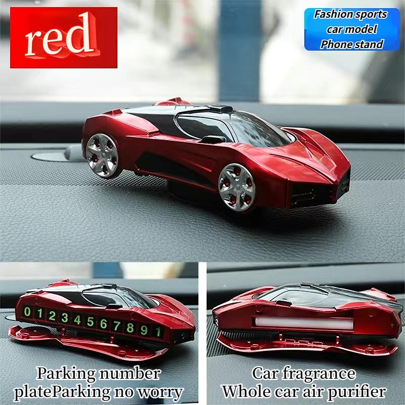 Ароматерапия для спортивного автомобиля, номерной знак для парковки, держатель для телефона 3 в 1, вращающиеся украшения, приборная панель автомобиля, поворотная гоночная модель, декор