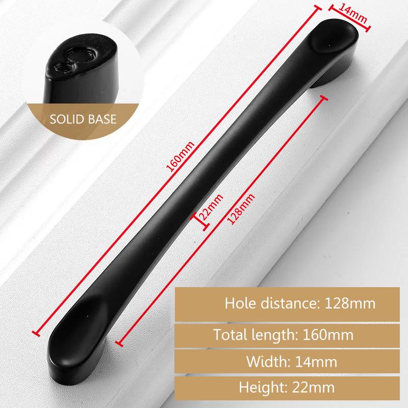 Black Furniture Cabinet Door Handle Cupboard Wardrobe Drawer Dresser Knob Pull 96/128mm Hole Kitchen Closet Manufacture Factory