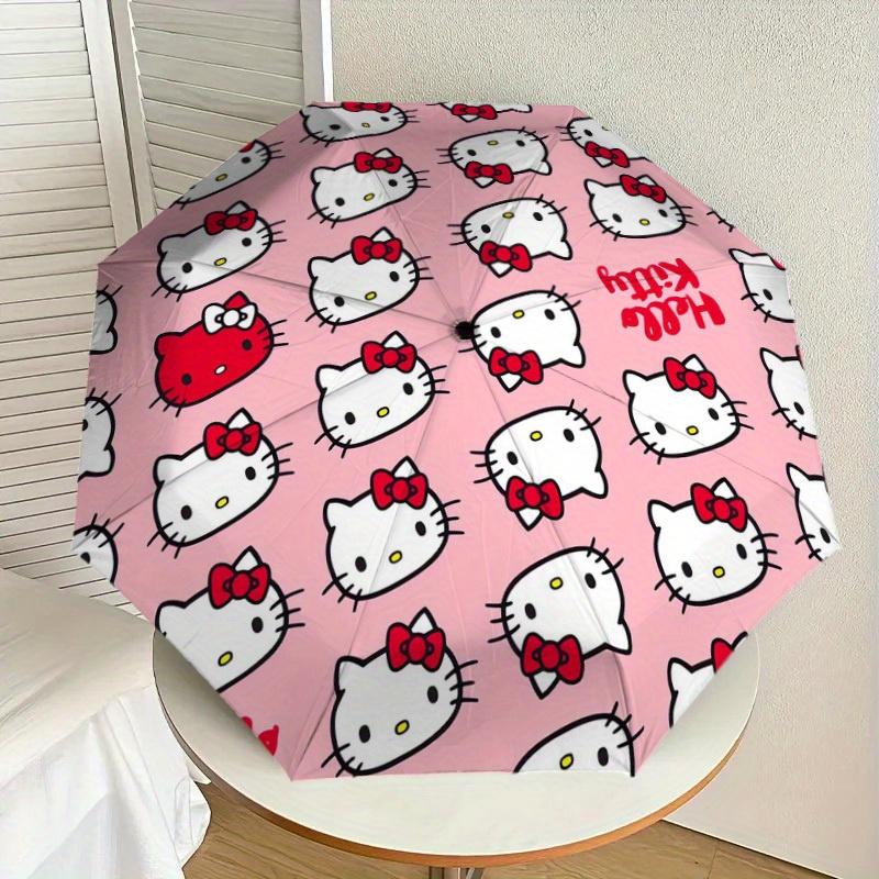 1pc Hello Kitty Pattern Pink Background Umbrella with Plastic Handle,Suitable for All Seasons Home Travel Outdoor UmbrellaSanlio610