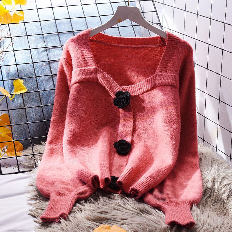 Кардиган, короткий свитер, пальто, женская свободная верхняя одежда, весенний корейский модный универсальный вязаный кардиган с длинным рукавом, свитер