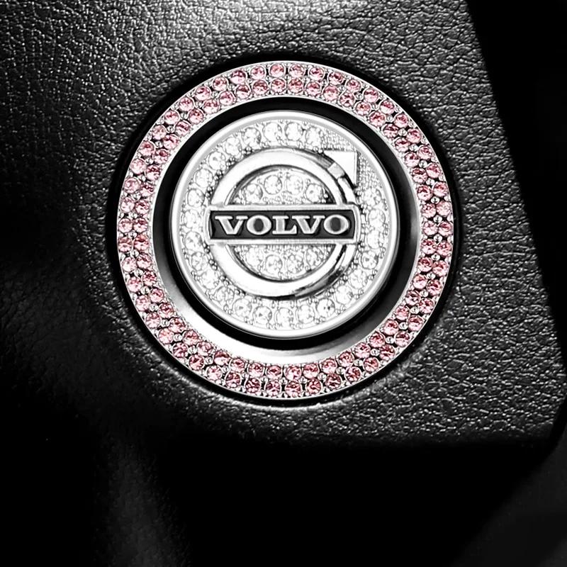 Car Start Switch Button Diamond Stickers Rhinestone Ring Circle Trims Protect Cover For Volvo V40 V60 V90 XC40 XC60 XC90 S60 S90