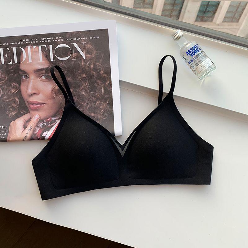 Бесшовный беспроводной французский треугольный бюстгальтер - Мягкая поддержка, Предотвращение обвисания, Боковая поддержка для маленькой груди