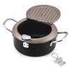 Tempura Pot with Oil Splash Prevention and Oil Drain Original T Included J-kitchens Thermometer, Function, 20cm, Kankiri-kun