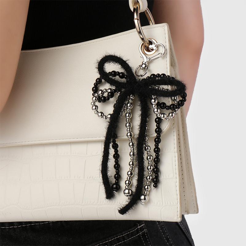 Сладкий брелок с красной вишней и жемчугом, ленточный бантик, подвеска для сумки, украшение для ключей, подарок для лучшего друга