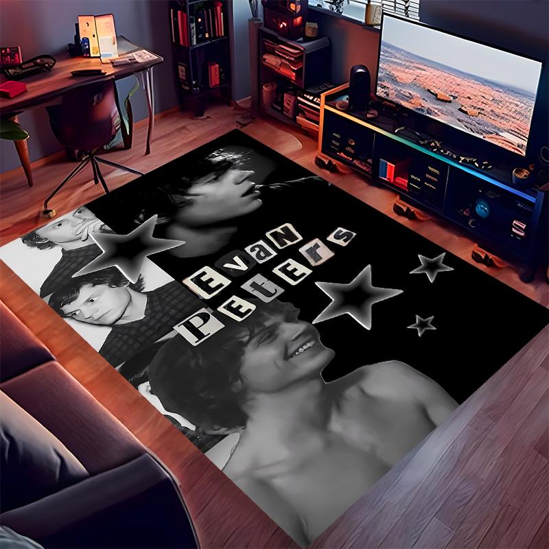 1pc Evan Peters3 Print Area Rug - Soft, Washable Non-Slip Indoor Mat for Office Chairs, Living Room, Home Office Decorative Rug