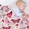 Pretty Pink Butterflies Throw Blanket Sofa Quilt Soft Plush Plaid Quilt Large Blankets