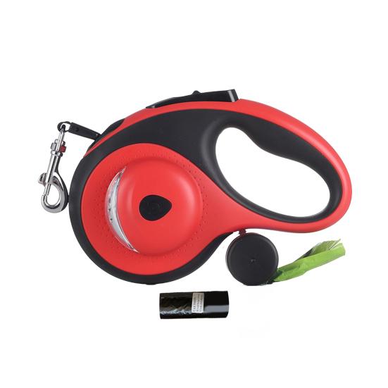 Выдвижной поводок для собак со светодиодной подсветкой, прочный поводок для прогулок с питомцем и какашками