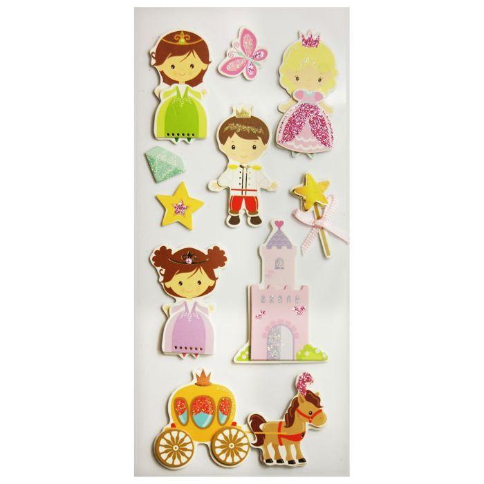 Glitter 3D Stickers - Prince and Princesses