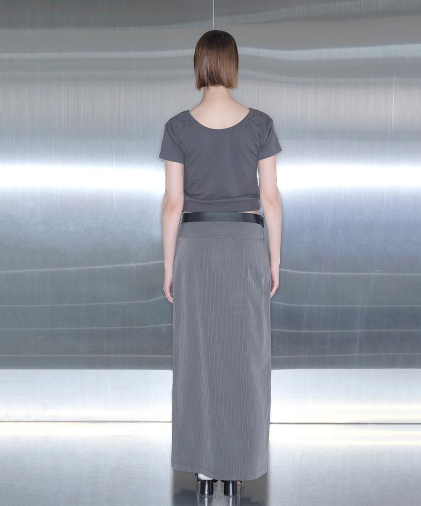 Mucent Tilt Stripe Button Point Long Skirt