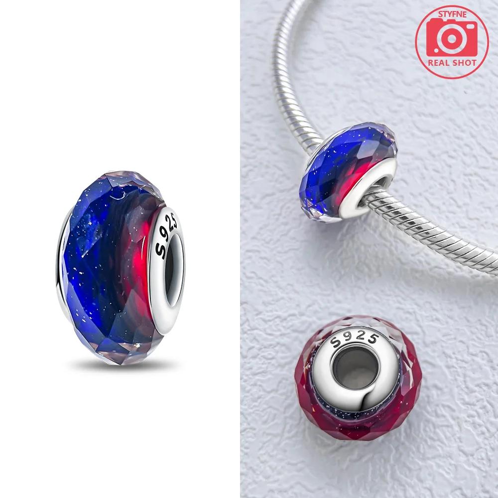 925 Silver Bracelet Women DIY Gift Murano Jewelry with Flower Blue Star Green Turtle Glass Beads