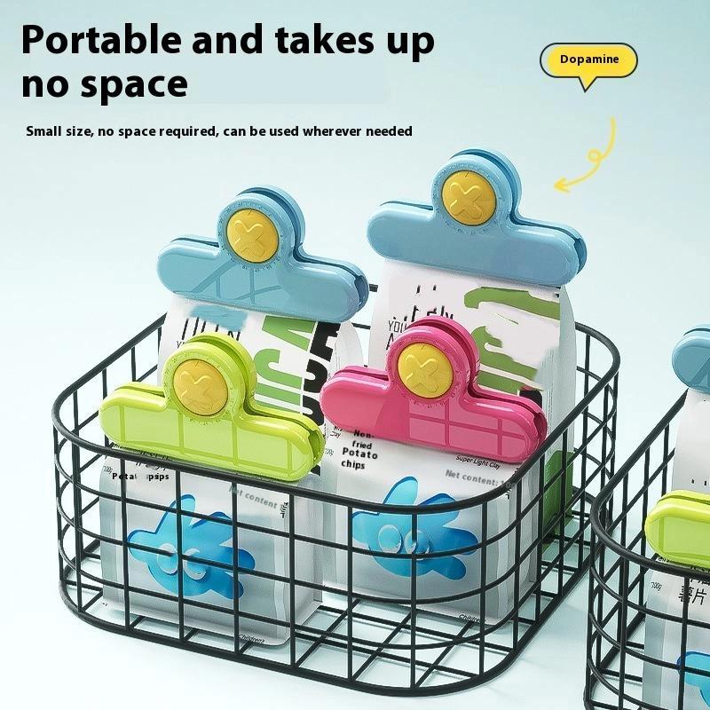 Creative Magnetic Timing Bag Sealing Clip Dopamine Moisture-Proof Snack Chip Clamp With Date Circle Food Fresh-Keeping Sealer