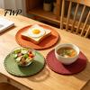 Heat Buffer Table Mat 12 Inch Round Placemats, Polyester Woven Braided Place Mats, Durable Washable Resistant Circle Dining Mats for Kitchen