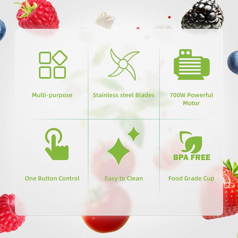 BioloMix TB23M 3-в-1 многофункциональный кухонный комбайн, портативная соковыжималка мощностью 700 Вт, персональный блендер, мясорубка, кофемолка и специи, измельчитель мяса