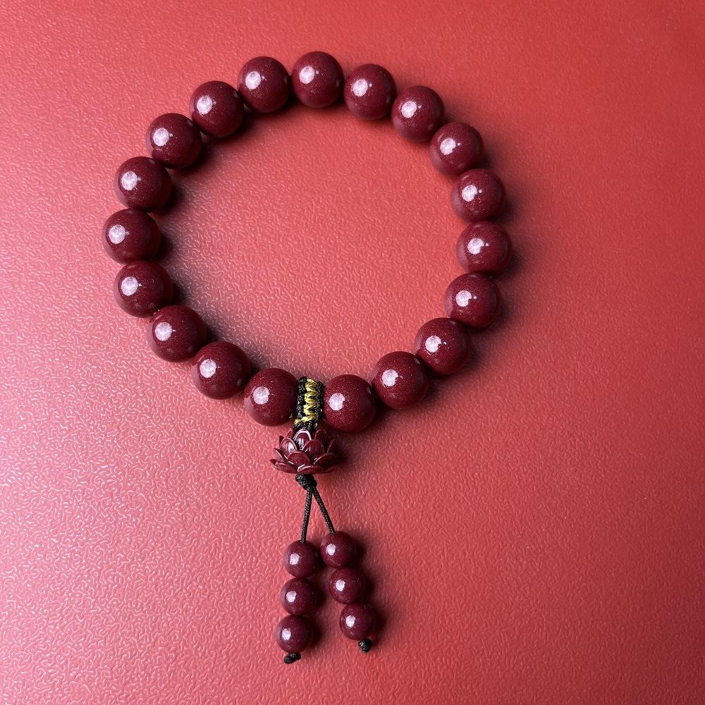 Genuine Natural High-Content Purple Gold Sand Bracelet, Women's Cinnabar Bead Bracelet, Zodiac Buddha Beads