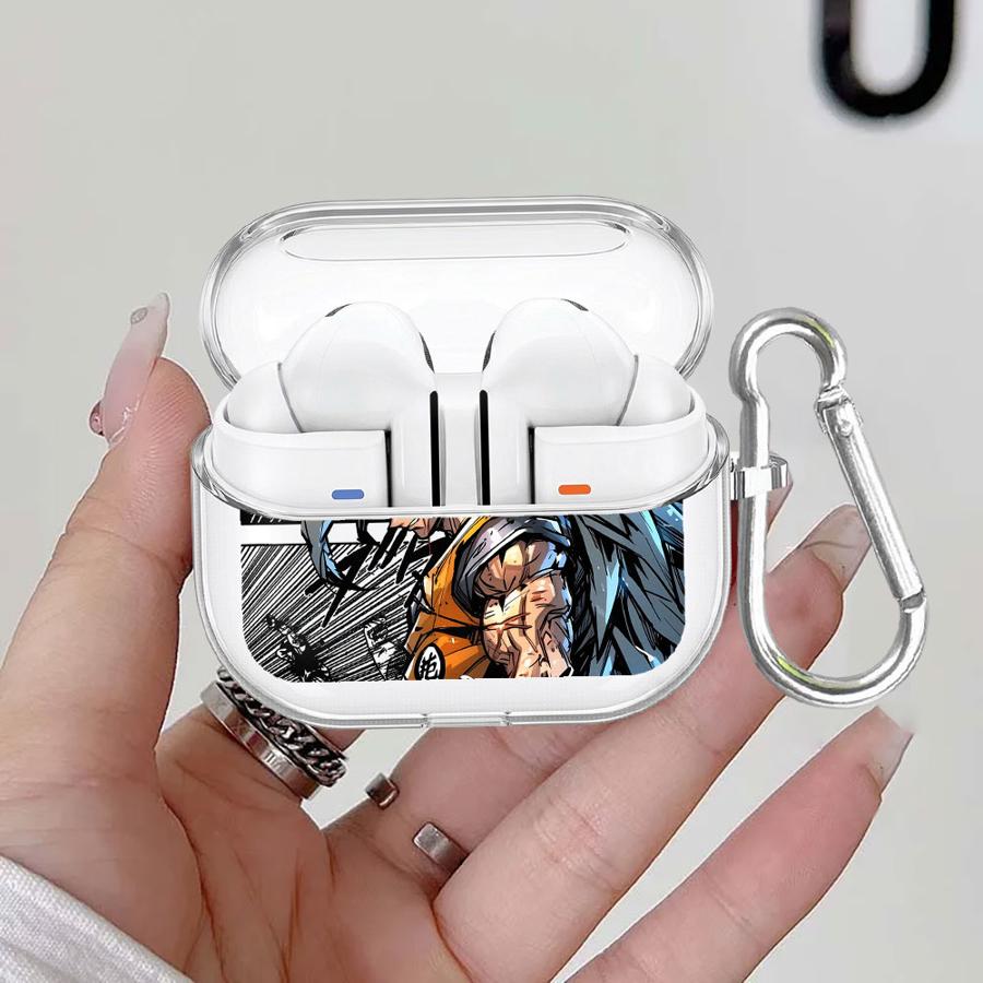 Case For Samsung Galaxy Buds 4 Pro Live 2Pro 3 FE 4Pro 3Pro 2 Clear Earphone Cases Cover With Hook D-ragonS B-allS Son Goku Cool