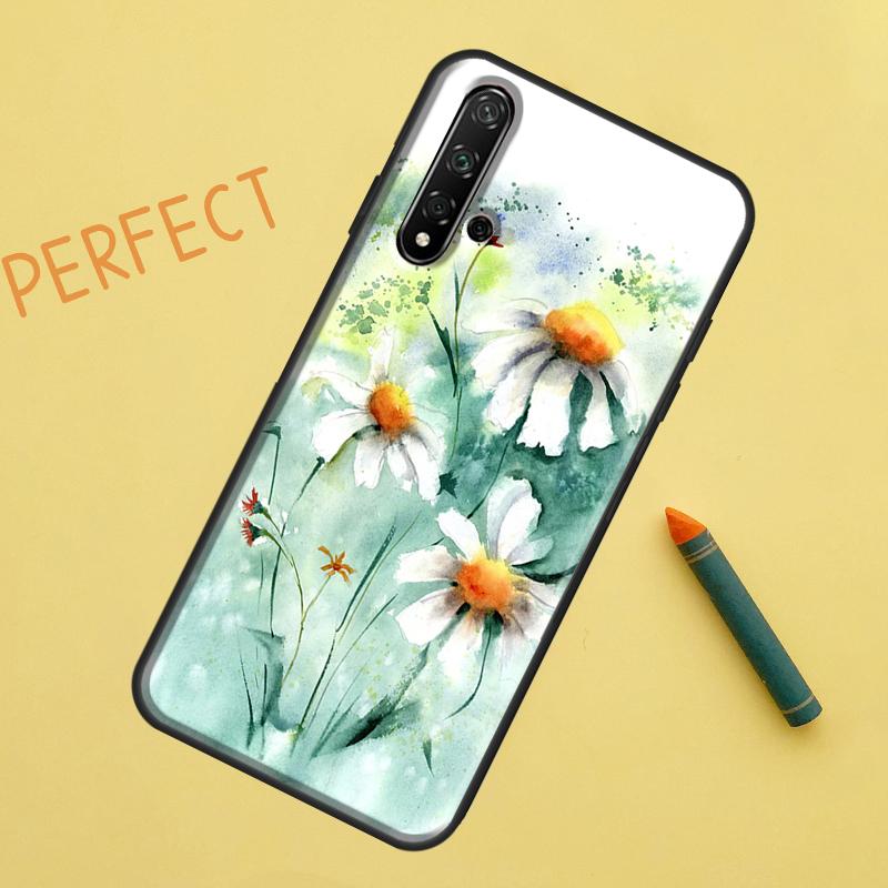 Акварель с ромашками для Huawei Nova Y91 Y70 Y72 Y73 Y60 Y90 Y61 8i 7i 11i 12i 12s 9 10 SE P20 P30 P40 Lite Чехол