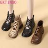 Fashion GKTINOO Genuine Leather Summer Sandals Breathable Hollow Ankle Boots Soft Non-slip Comfortable Sandalias De Mujer Large Size