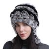 Женская теплая толстая защитная шапка из меха кролика Рекс с тремя шариками, осенне-зимняя женская плетеная шерстяная шапка