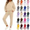 Women's Fashion Casual Solid Color Loose Hooded Sweatshirt Suit