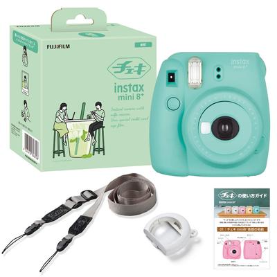 Фотоаппарат FUJIFILM Instax Mini8 Plus с функцией мгновенной печати, объективом и оригинальной наплечной ручкой. Можно снимать с помощью ремня для макросъемки INS MINI 8PLUS MINT, 60 см.