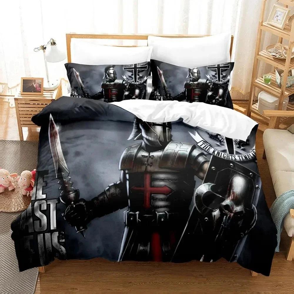 3D Print Christian Knights Templar Bedding Set Duvet Cover Bed Set Quilt Cover Pillowcase Comforter King Queen Size Boys Adult