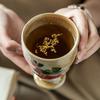 Ручная роспись Грубая керамика Чашка без ручки Ретро Чашка Японский керамический бокал Бытовой стакан для воды Ресторанная чайная чашка Бокал для вина