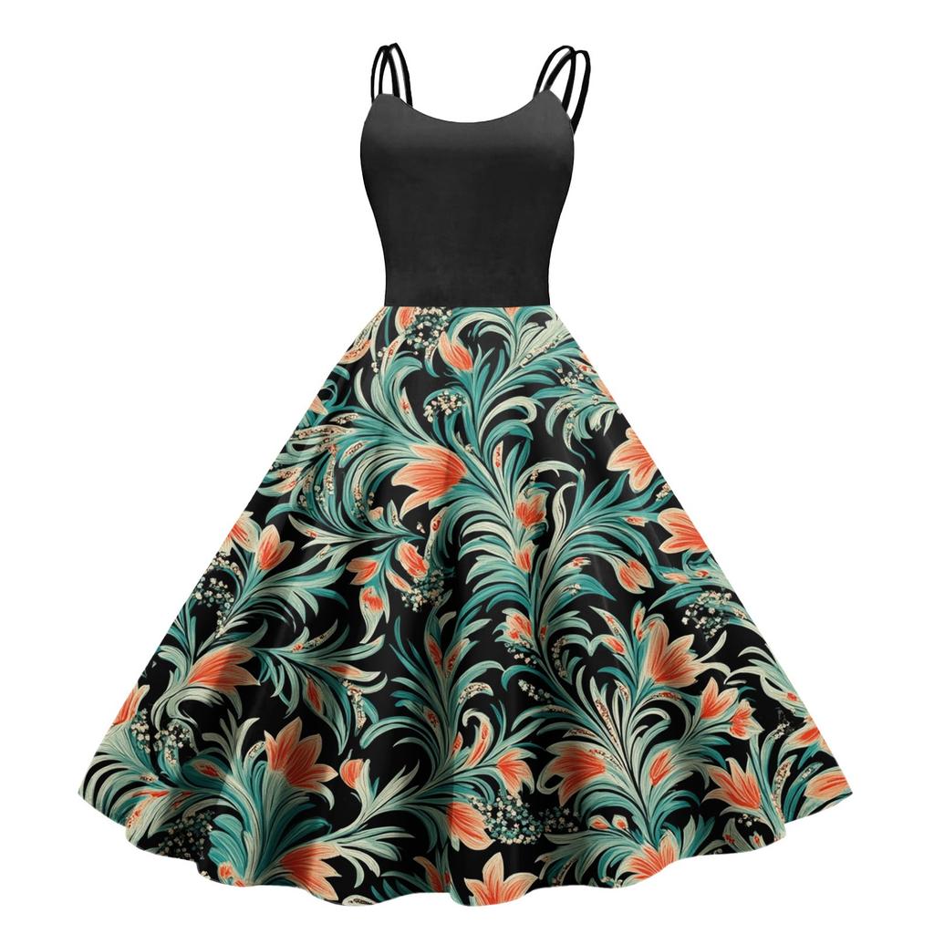 Женское повседневное модное платье с принтом в стиле ретро с открытыми плечами в стиле панк в стиле ретро