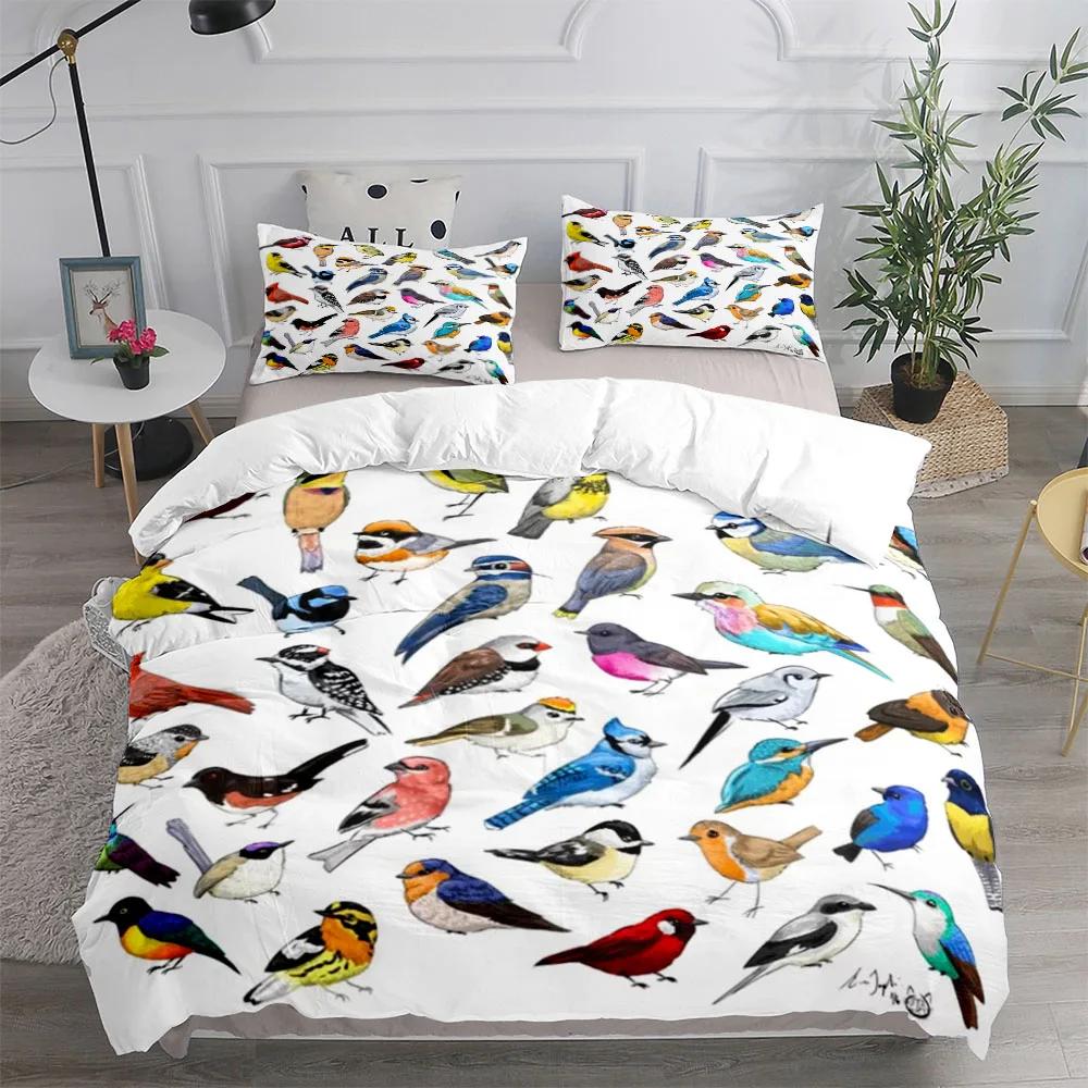 3pcs Bedding Set Floral And Birds Duvet Cover Set King Queen Double Full Twin Single Size Duvet Cover Pillowcase Bed Linen Set