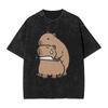 I WILL Cut u!Capybara Animal Lovers Humor Washed T-Shirt Man Casual T-Shirts Summer O-Neck Trending Tees Loose Oversize Clothes