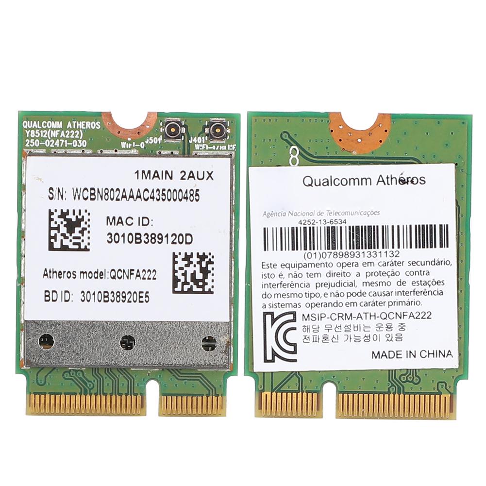 Для карты Qualcomm Atheros WIFI 2,45 ГГц, двухдиапазонный 802.11abgn с Bluetooth 4.0