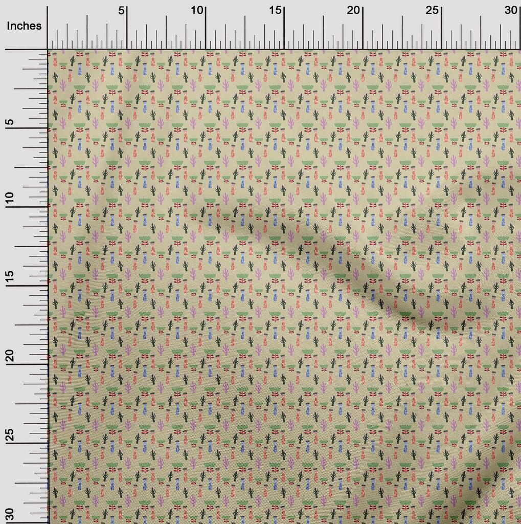 oneOone Cotton Poplin Beige Fabric Kids  Quilting Supplies Print Sewing Fabric By The Yard 42 Inch