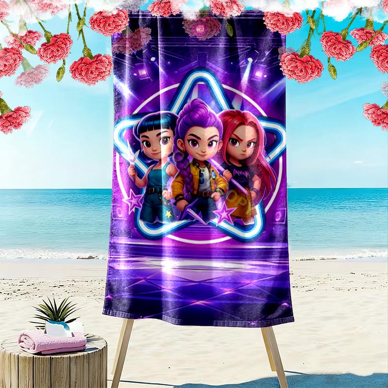 1pc Kpop Demon Hunters Beach Towel Ideal Birthday Gift For Family, A Vibrant Beach Towel Suitable for Outdoor Activities