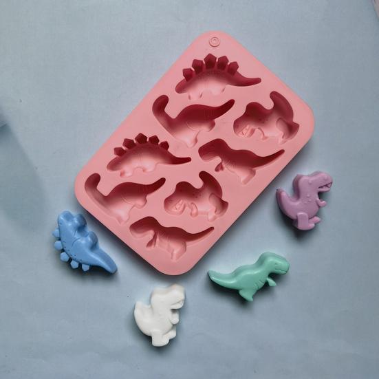 Dinosaur Silicone Mold Ice Cube Tray Flexible Fondant Chocolate Candy Mold Biscuit Cake Candle Soap Mold Easy Release Pastry DIY Tools