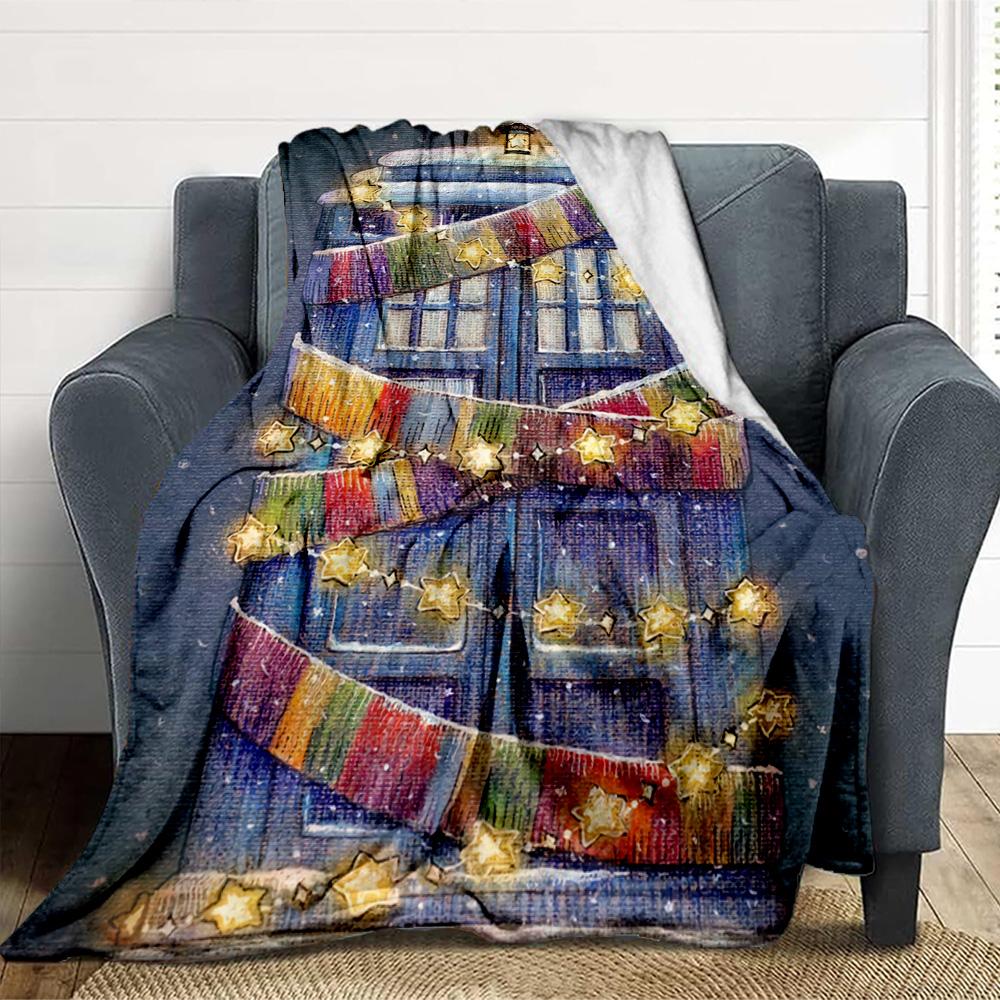 Christmas Tardis Flannel Blanket Throw Blanket Soft Warm Sofa Bed Camping Car home Decor Unique Christmas Gift C930288