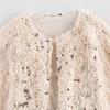 Short Feather Sequins Knitted Cardigan Women Temperament Elegant Round Neck Long-sleeved Jacket