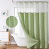 Зеленая шторка для душа в стиле бохо-фермерский дом, Шторки для душа гостиничного класса с вставным тканевым вкладышем, Набор для ванной комнаты, Стеганая шторка для душа с шевронной полоской