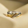 Huitan Trendy Two Tone Twist Finger Ring для женщин Современная мода Женские металлические кольца Повседневная одежда Универсальные аксессуары Ювелирные изделия