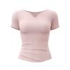Yoga clothes women's sports top tight and thin waist short-sleeved t-shirt quick-drying and breathable running small v-neck fitness clothes summer