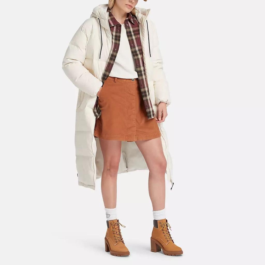 Timberland Длинная стеганая куртка из переработанного пуха, однотонная, с капюшоном, на молнии, с длинным рукавом, женская куртка, белая A6HG9-V04