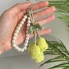 Wool Crocheted Orchid Key Ring Pearl Chain Knitted Key Ring Creative Key Chain  Bag