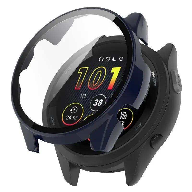 Чехол из ПК + закаленного стекла для Garmin Forerunner 165 165Music Защитная пленка для экрана высокой четкости для Forerunner165 Music чехол для часов