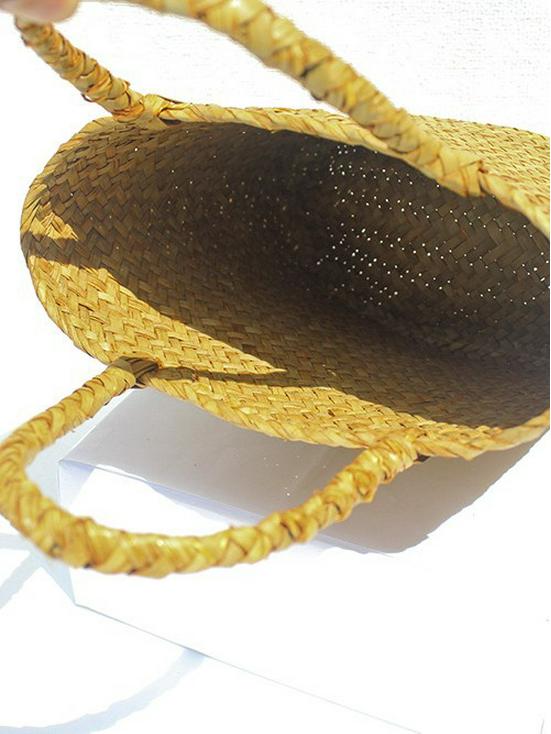 Высококлассная ретро плетеная соломенная сумка: Пляжная корзина с цветными блоками