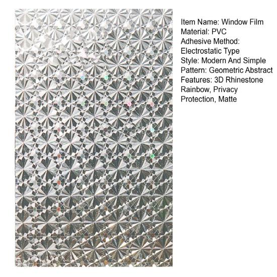 Матовая оконная пленка 3D горный хрусталь Радуга Защита конфиденциальности УФ-защита от солнца Статическое стеклянное покрытие цепляется за домашнюю дверь ванной комнаты Декоративная пленка